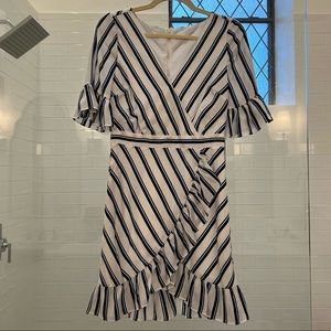 BB Dakota White and Navy Striped Dress